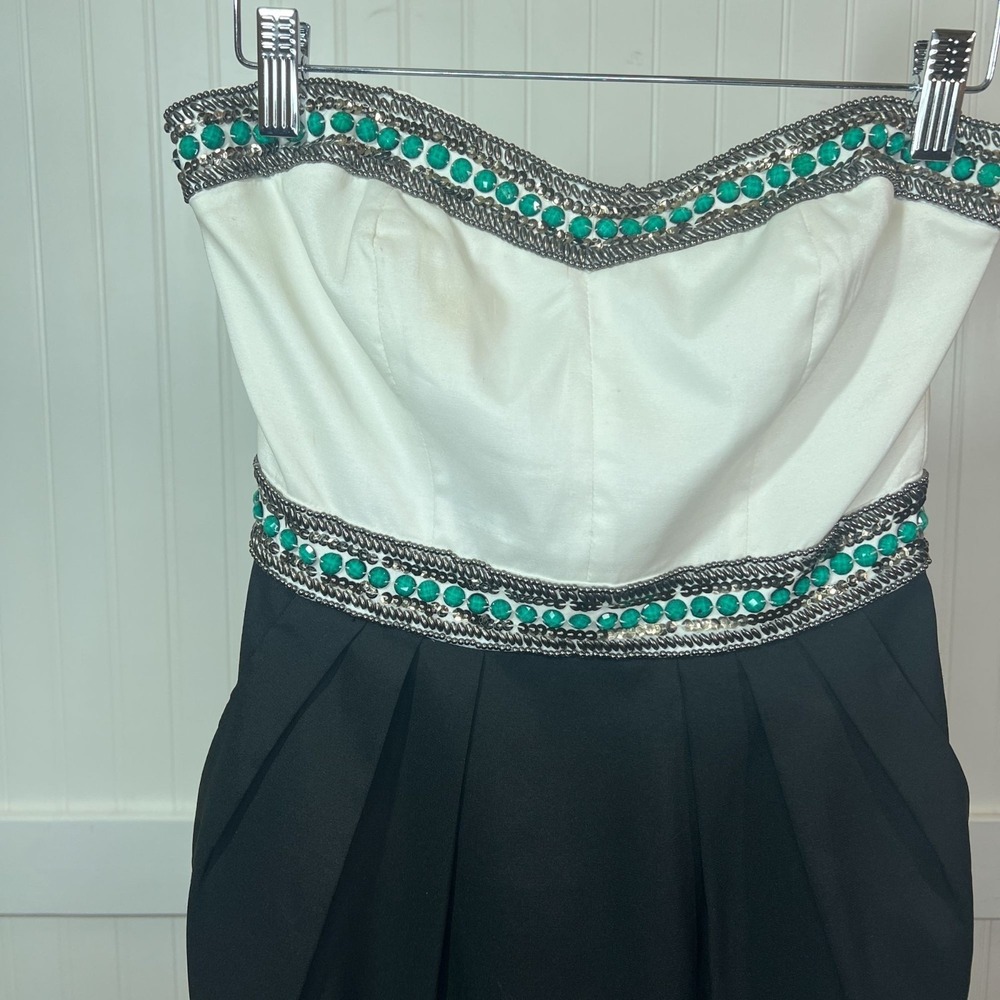 Greylin Dress Hoco Coquette Strapless Mini Beaded Embellish Cocktail Party Glam - Picture 2 of 13